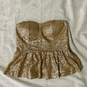 Gold sequin peplum tube top ✨🌟💫